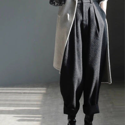 Pantalón de Lana Ancho Cropped Leisure - Diseño Slim Elegante