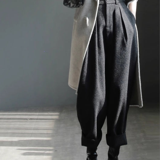 Pantalón de Lana Ancho Cropped Leisure - Diseño Slim Elegante
