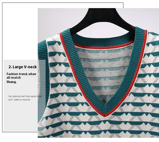 Chaleco Tejido Jacquard con Contraste Retro para Mujer - Image 17