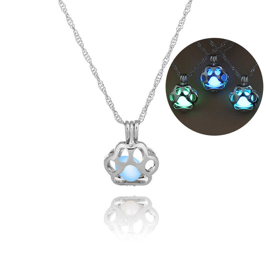 Collar Luminoso Hueco con Diseño de Pata de Perro