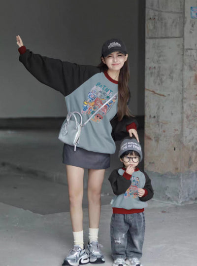 Sudadera con Capucha Color Block para Padres e Hijos - Cómoda y Versátil - Image 5
