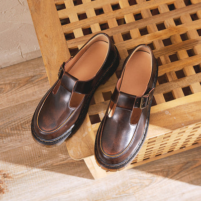 Zapatos Mary Jane Plataforma Punta Redonda con Hebilla Ajustable