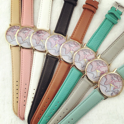 Reloj de Pulsera con Mapa Mundi - Diseño Estudiante Moderno
