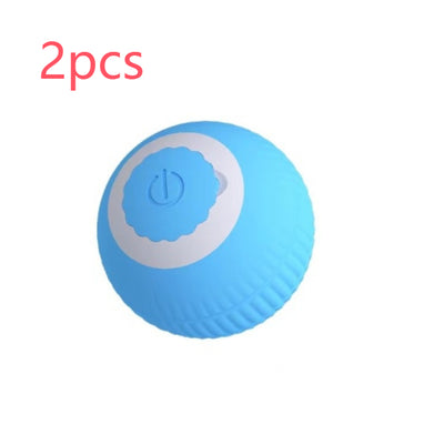 Pink gravity rolling cat teasing ball with a power button, designed to entertain and engage cats. - Image 14