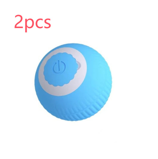 Pink gravity rolling cat teasing ball with a power button, designed to entertain and engage cats. - Image 14