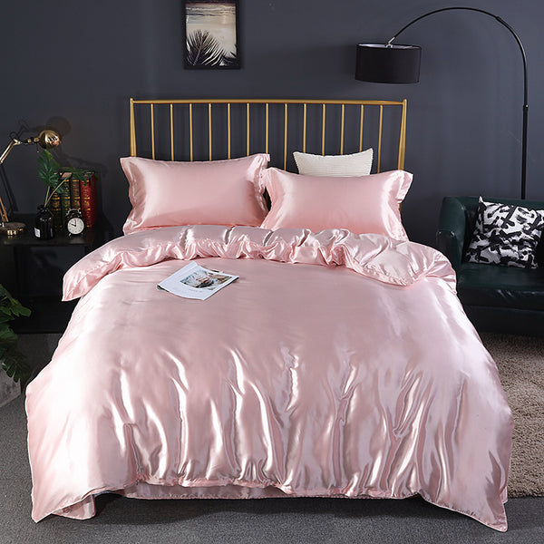 Juego de Cama Funda Nórdica Seda de Hielo Color Puro Verano