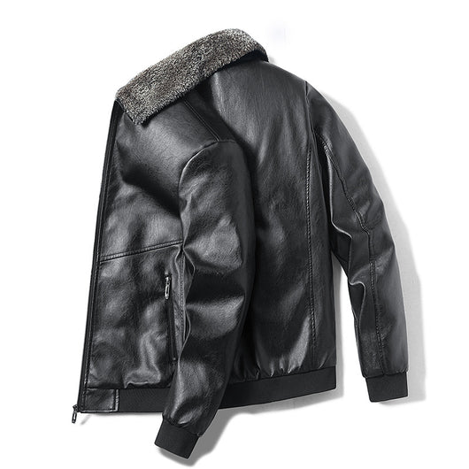 Chaqueta de Cuero para Hombre con Cuello de Piel y Forro Polar - Image 11