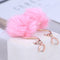 Fashion Fur Ball Realistic Flamingo Elegant Earrings Rose Dorado
