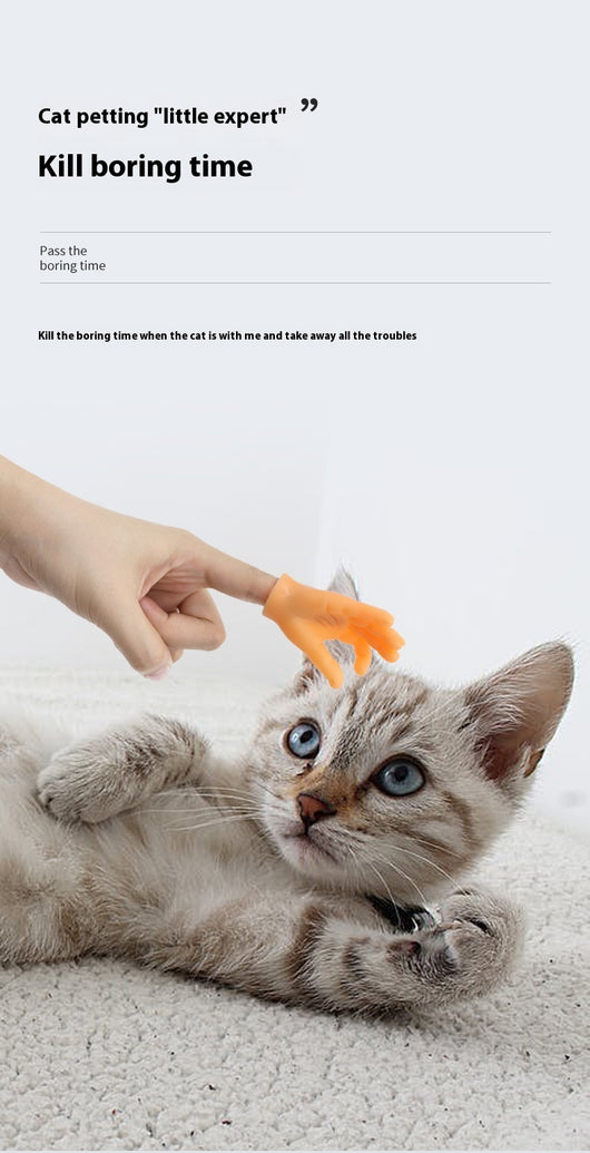 Flesh-toned silicone miniature hand making a peace sign gesture, designed as a funny cat finger stall toy. - Image 10