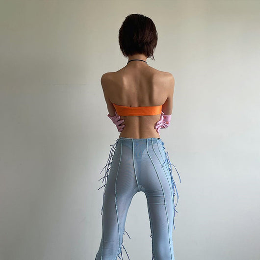 Pantalones Rectos Cintura Alta con Detalle Micro Acampanado y Encaje - Image 10