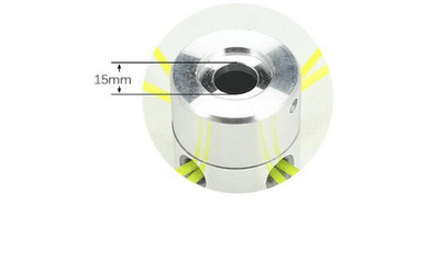 Silver aluminum lawn mower accessory, likely a trimmer head, with multiple holes for grass rope and a central hexagonal screw. - Image 5