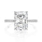 Anillo de Esmeralda Rectangular Tallado con Flor y Punta Redonda
