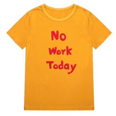 Playera de Algodón para Mujer Oversized con Letras - Amarillo