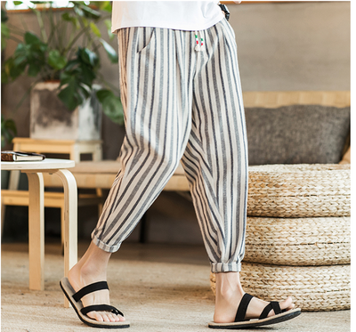 Pantalones Casuales Hombre Talla Grande Algodón Lino Estilo Japonés - Image 12