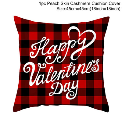 Funda de Almohada Día de San Valentín Letras Cartoon Roja - Tela Melocotón - Image 38