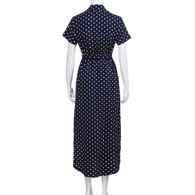 Vestido Largo de Botones con Escote en V y Lunares - Image 2