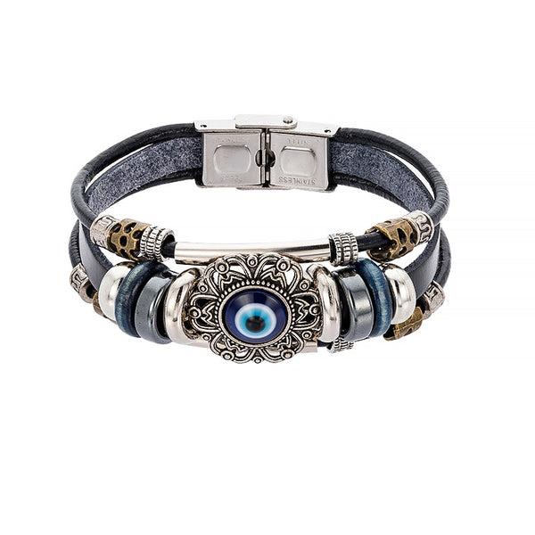 Pulsera de Cuero Turquesa Vintage