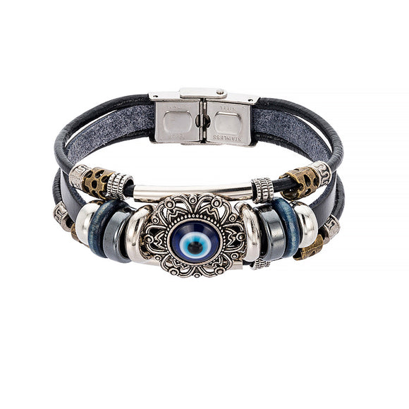 Pulsera de Cuero Turquesa Vintage
