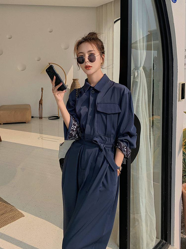 Jumpsuit de Trabajo Mujer Estilo Western Elegante con Caída Perfecta