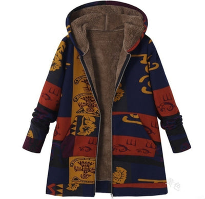 Chaqueta Hoodie de Algodón Polar con Estampado Étnico - Image 5