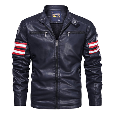 Chaqueta de Cuero para Motocicleta con Cuello Alzado - Image 14