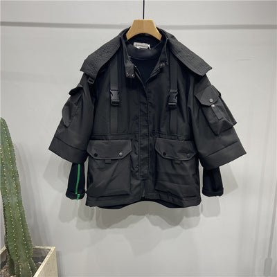 Chaqueta Hoodie Negra Suelta para Hombre - Image 11