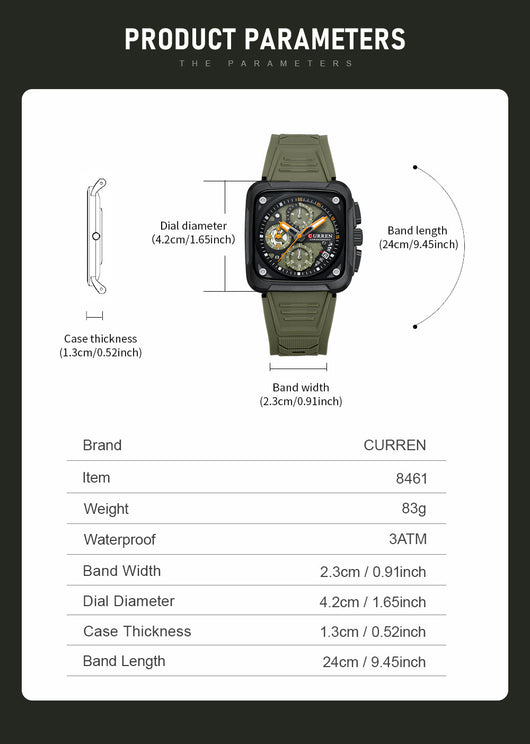 Reloj de Pulsera Cuadrado Multifunción con Seis Agujas para Hombre - Image 6
