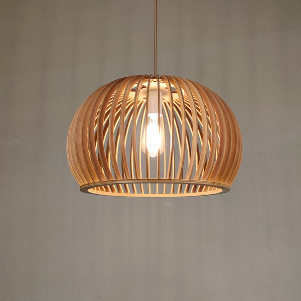 Lámpara Colgante Semicircular de Madera Nórdica para Comedor y Dormitorio