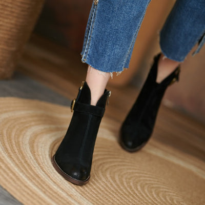 Zapatos de Tacón Medio con Cremallera Lateral y Punta Redonda para Mujer - Image 15