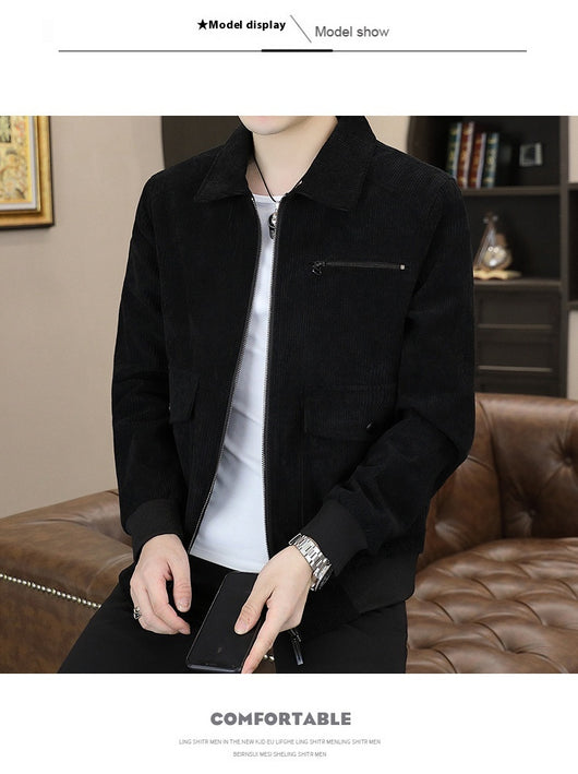 Abrigo de Pana Estilo Coreano Japonés con Solapa - Uniforme Moderno - Image 13