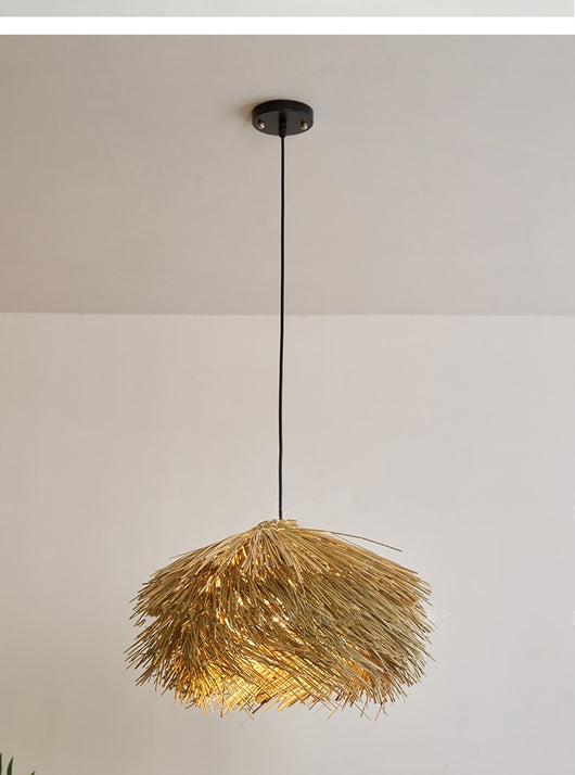 Lámpara Colgante Tejida en Ratán Estilo Wabi Sabi Japonés - Image 8