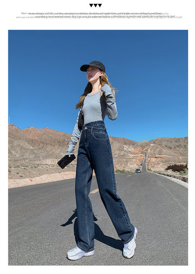 Pantalones Jeans Anchos de Talle Alto con Efecto Desgastado para Mujer - Image 9