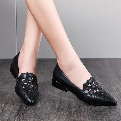 Zapatos de Cuero Suave para Mujer con Bordado Hueco - Image 9