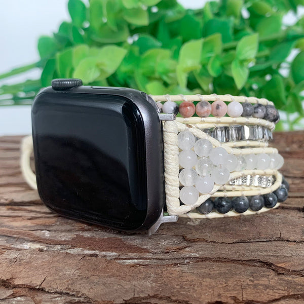 Pulsera de Piedras Naturales Multicapa Tejida