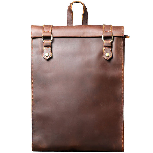 Mochila Escolar de Cuero Genuino Estilo Retro para Hombre - Image 12