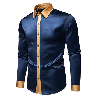 Camisa Manga Larga Satinada Bicolor para Hombre - Image 21