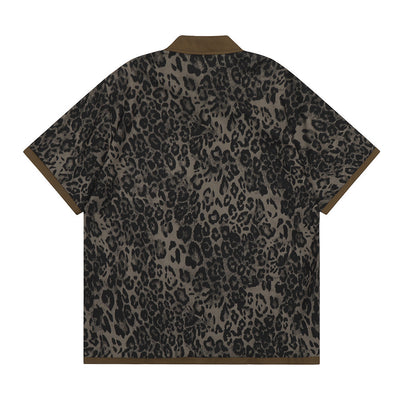 Camisa Suelta Estampado Leopardo Manga Corta Hombre Europeo Americano - Image 8