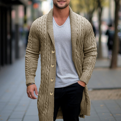 Cardigan de Lana Gruesa con Punto Retorcido para Hombre