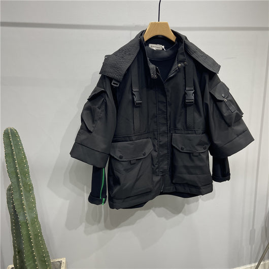 Chaqueta Hoodie Negra Suelta para Hombre - Image 14