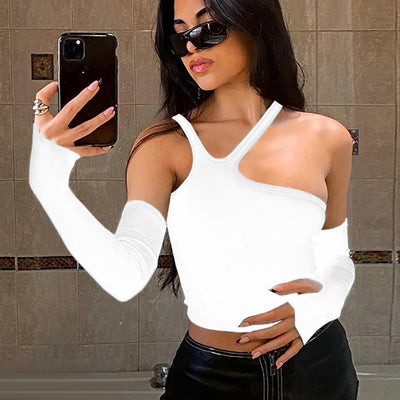 Blusa Asimétrica Hombro Descubierto con Detalle Desmontable - Image 9