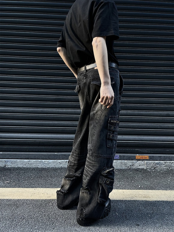 Pantalones Vaqueros Vintage Oversized con Bolsillos Grandes