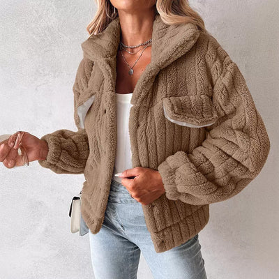 Cardigan Corto de Terciopelo con Rayas Hundidas y Solapa - Image 10