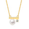 S925 Sterling Plateado Natural Freshwater Pearl Balance Beam Jewelry Set Necklace