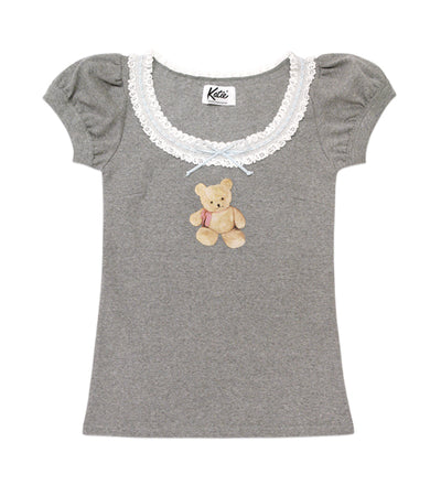 Chaleco Infantil de Encaje Velvet con Lazo y Osito - Manga Larga y Corta - Image 9
