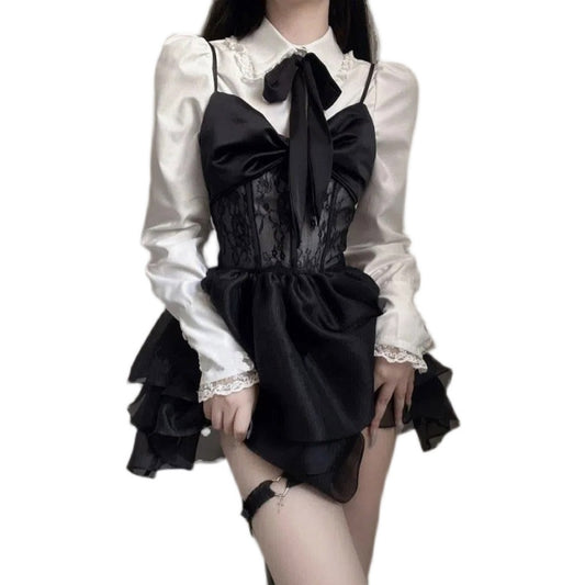 Vestido Camisero de Encaje con Cuello Halter para Mujer - Image 2
