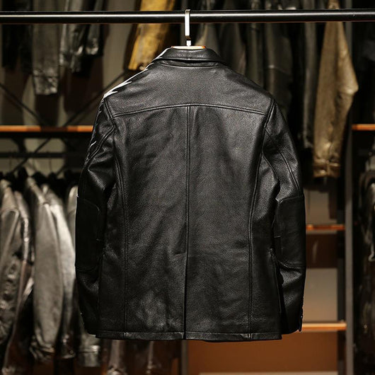 Blazer de Cuero Casual Abotonado Simple - Image 23