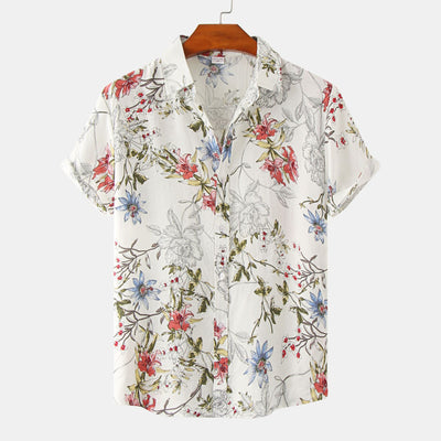 Camisa Estampada de Manga Corta para Hombre con Diseño Floral - Image 12