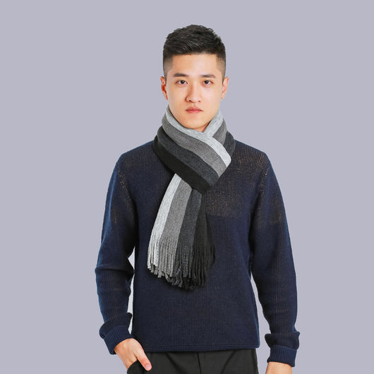 Bufanda Gruesa Casual para Hombre con Efecto Cachemira y Combinación de Colores - Image 12