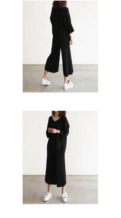 Conjunto Elegante: Blusa Escote V con Pantalón Palazzo de Pierna Ancha - Image 16