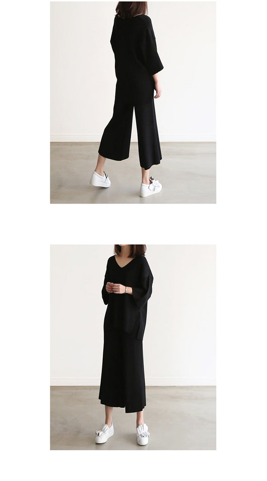 Conjunto Elegante: Blusa Escote V con Pantalón Palazzo de Pierna Ancha - Image 16